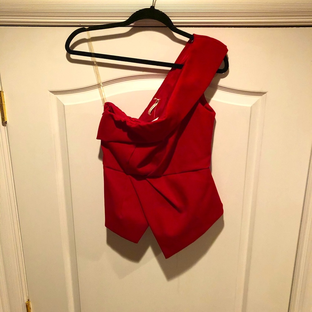 Mustard Seed Red One Shoulder Top